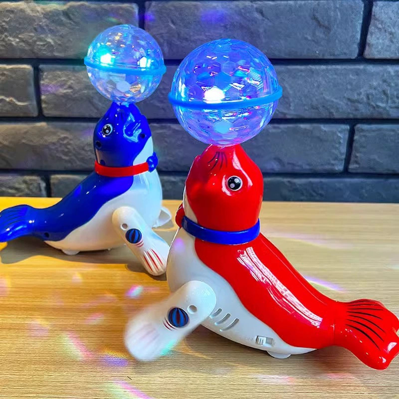 Cross-border children's omnidirectional rotating light, music, projection, dancing, top ball, sea lion, dolphin, electric toy, Douyin, Internet celebrity full figure