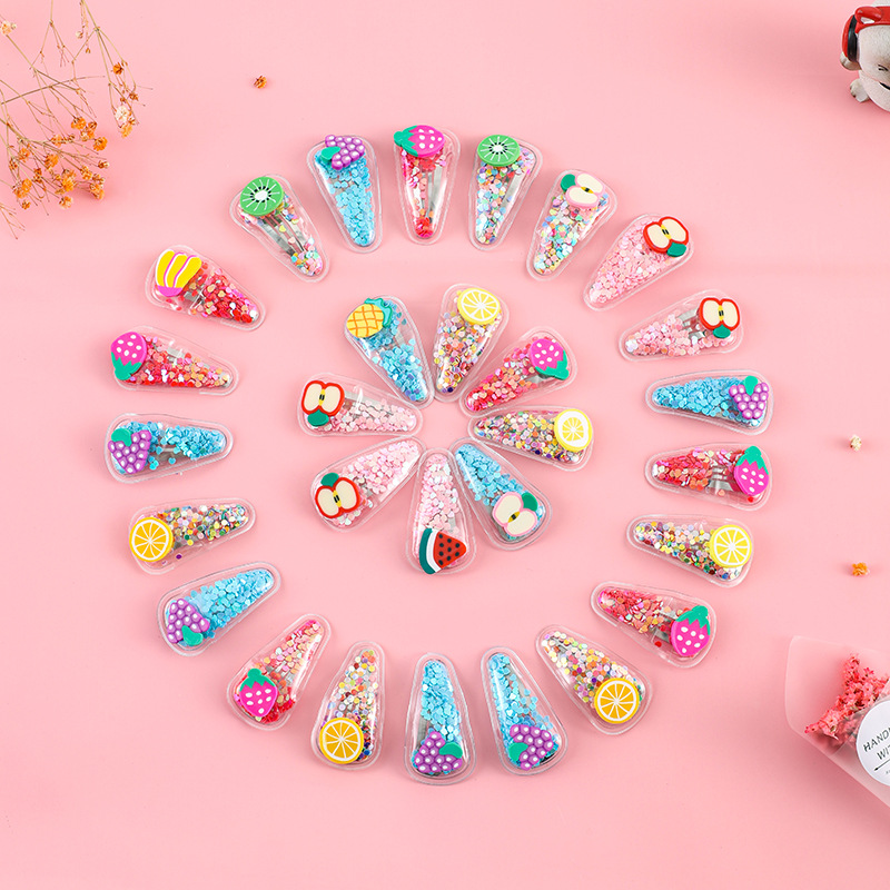 Children's flowing sand hair clips, girls' bangs, broken hair, bb clips, cute little girls' hair clips, edge clips, no damage to babies' hair clips Specification drawing