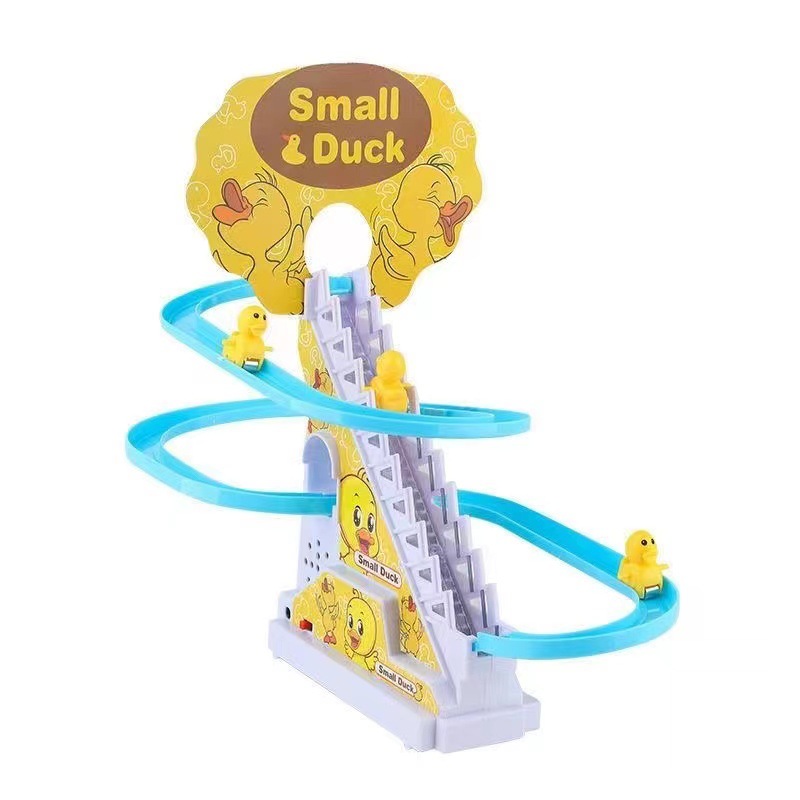 Wholesale of educational children's toys such as the popular little duck climbing stairs, DIY yellow duck track slide, and educational slide Item Picture