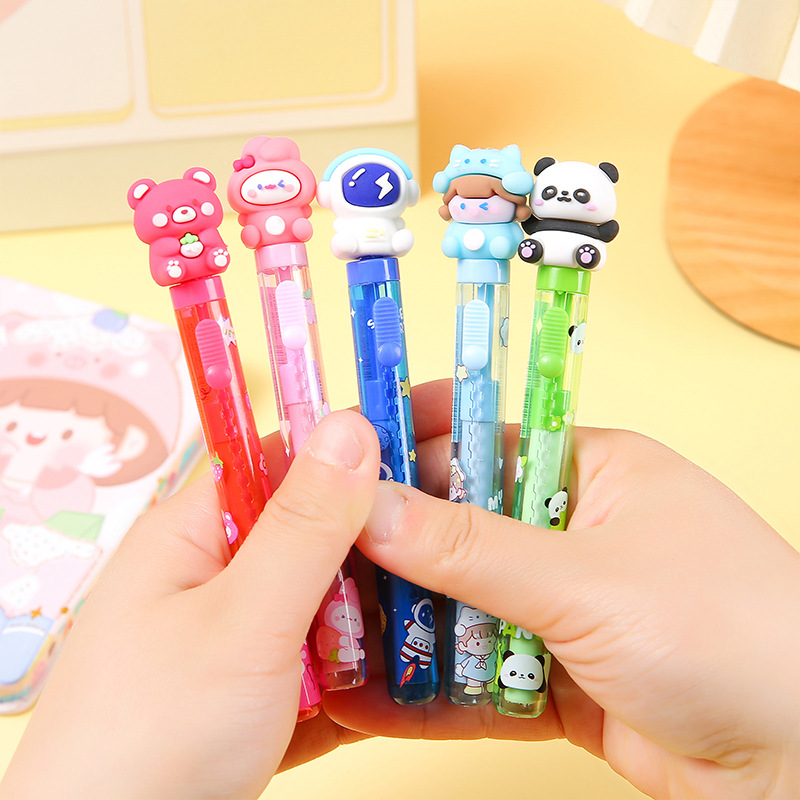 Creative and cute eraser, push-pull pen shape 3D shaped eraser, primary school student pencil eraser, less debris, clean, large capacity full figure