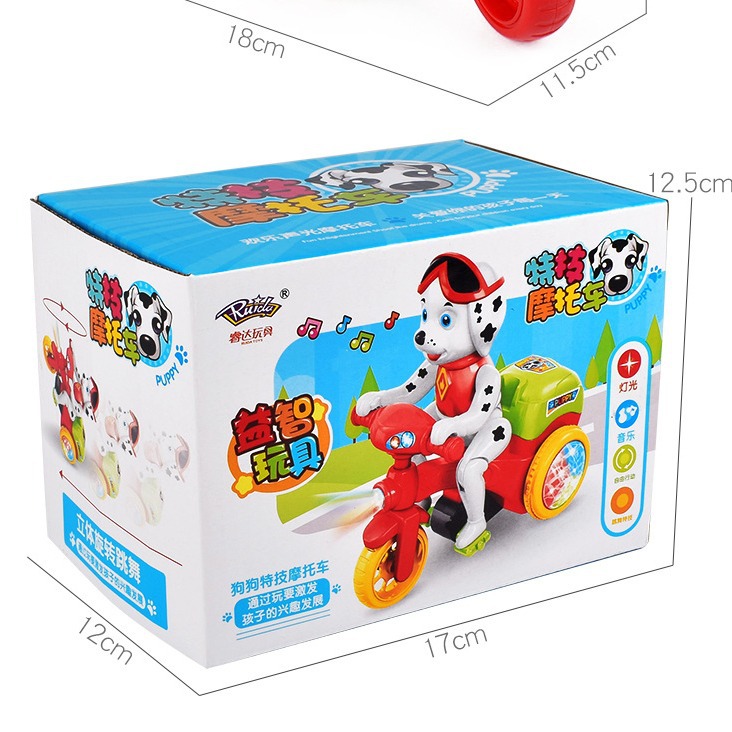 Douyin's same style children's educational puppy, three-wheeled stunt electric toy car, music and light, omnidirectional rotating dump truck Item Picture