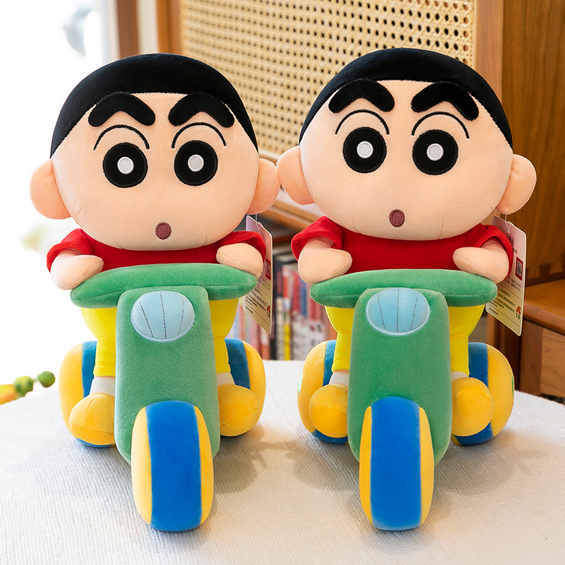 Authentic cycling crayon Shin-chan figurines, cute cartoon Shin-chan children's dolls, plush toys, birthday gifts full figure