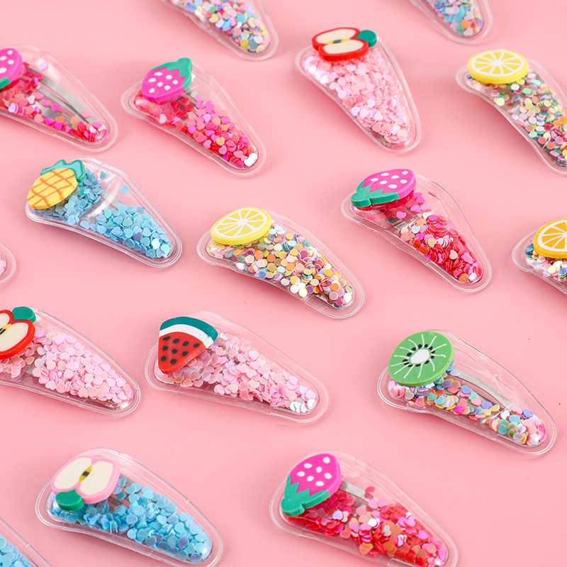 Children's flowing sand hair clips, girls' bangs, broken hair, bb clips, cute little girls' hair clips, edge clips, no damage to babies' hair clips details Picture