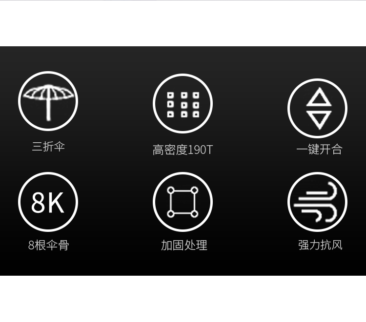 星宝伞全自动商务广告伞新款猫头鹰手柄带伞套22寸8骨加大黑色三折雨伞详情2