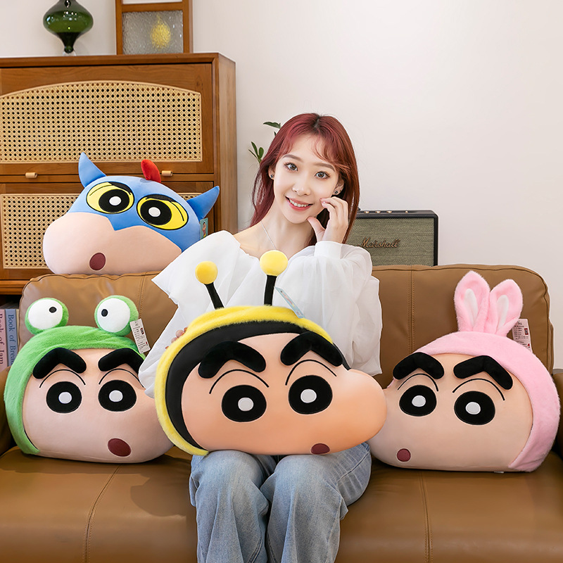 The official new cartoon Crayon Shin-chan head-shaped throw pillow, home cushion, living room sofa decoration, office lumbar support pillow details Picture