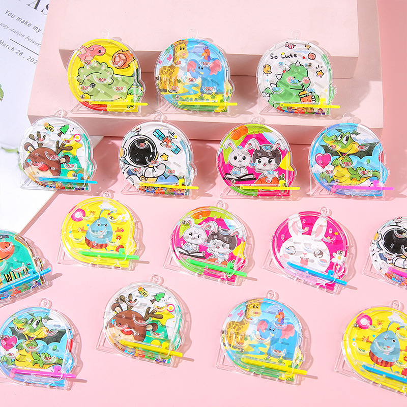 Mini Pinball disk scoring machine, creative children's pinball board game, cartoon handheld toys, maze toys wholesale Specification drawing