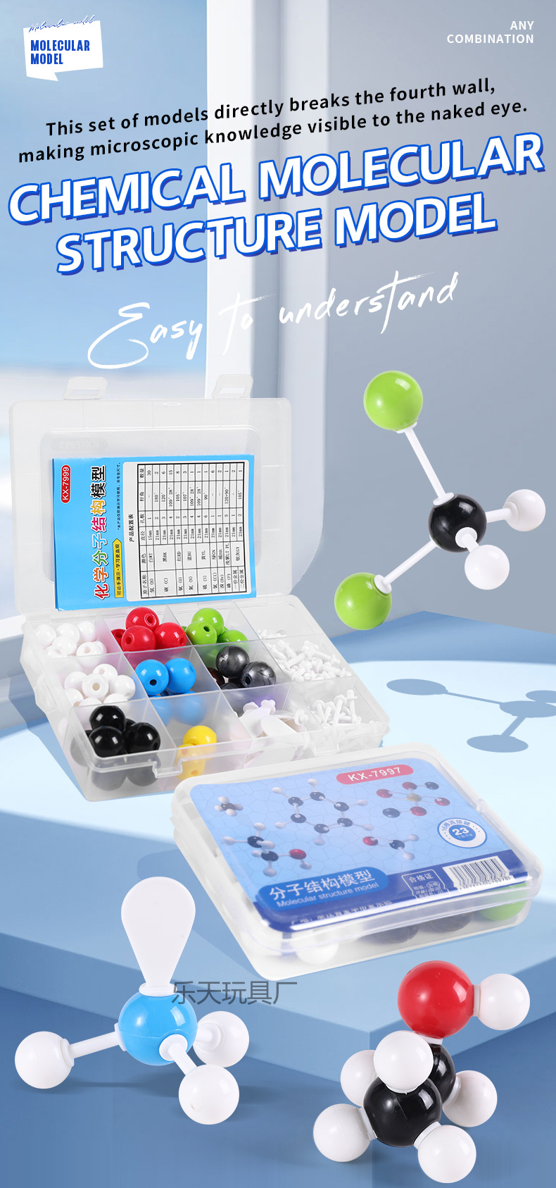 Molecular ball model for teaching demonstration of organic element proportion in junior and senior high school chemistry molecular structure model experiments pic 15