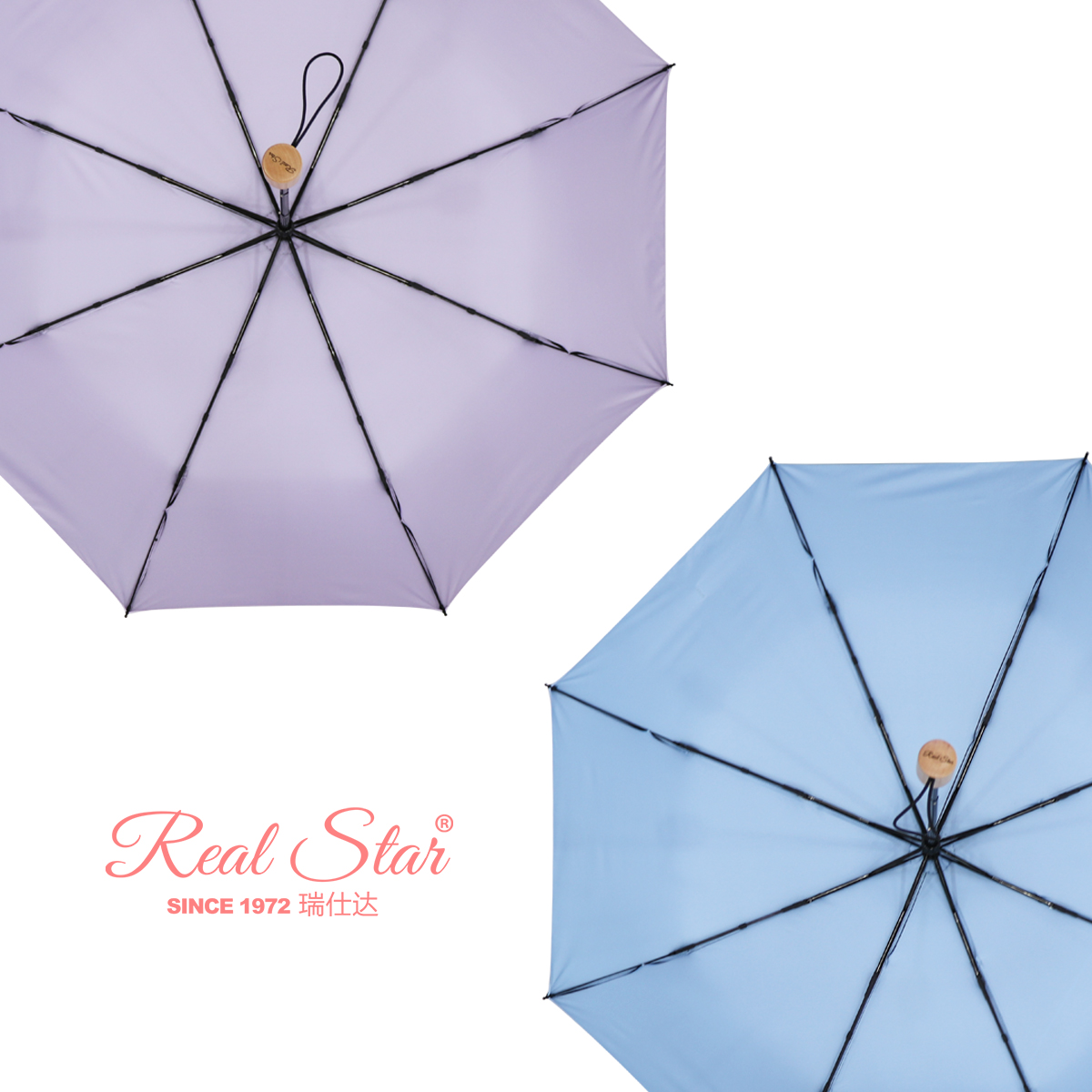RST晴雨伞UV黑胶遮阳防晒伞UPF50+实木手柄三折伞轻奢产品图