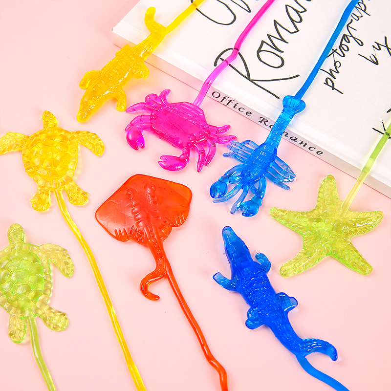 Prank toys, nostalgic children's toys, sticky Marine animals, wall-climbing telescopic forest animals, kindergarten gifts full figure