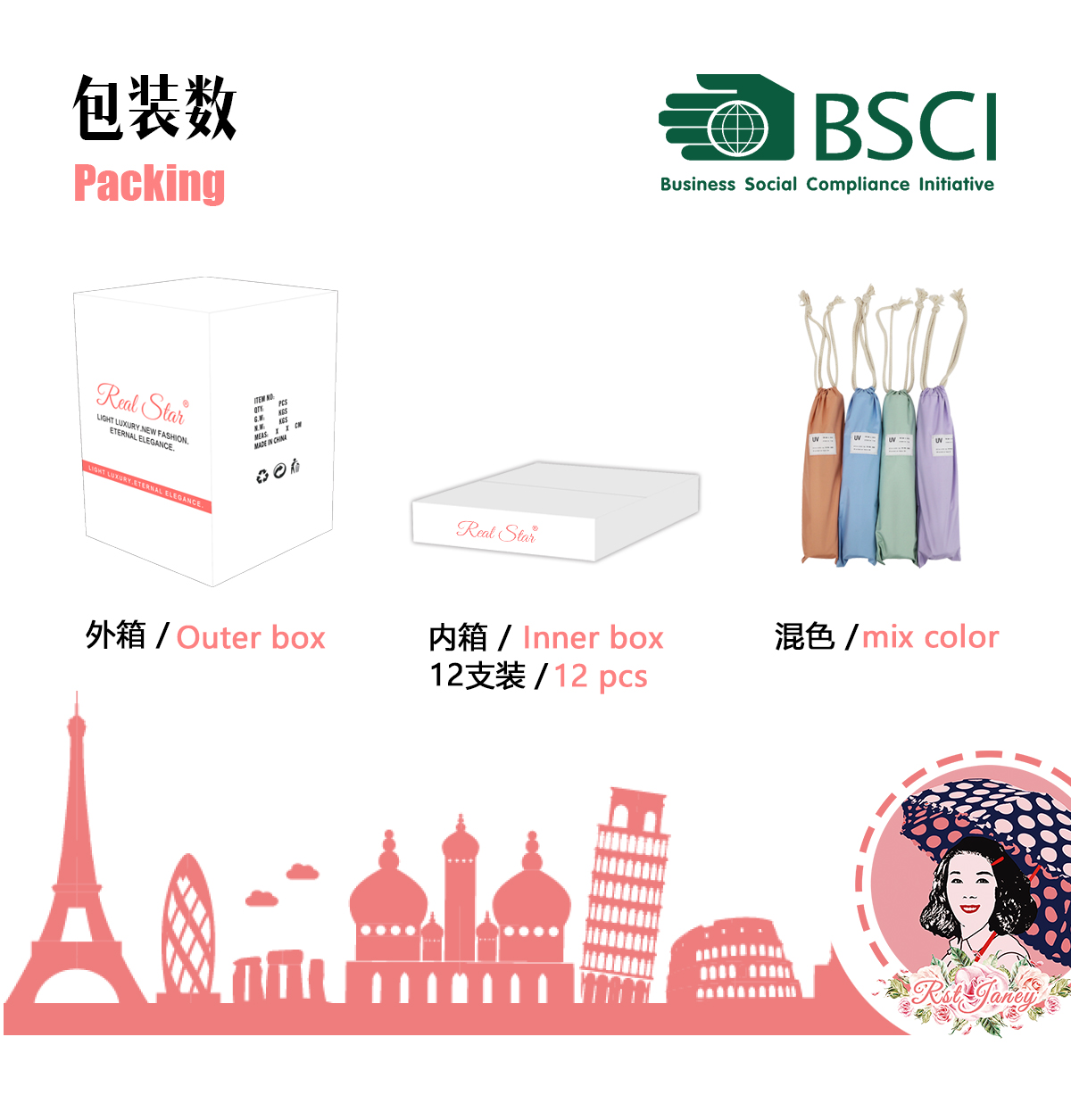 RST晴雨伞UV黑胶遮阳防晒伞UPF50+实木手柄三折伞轻奢详情9