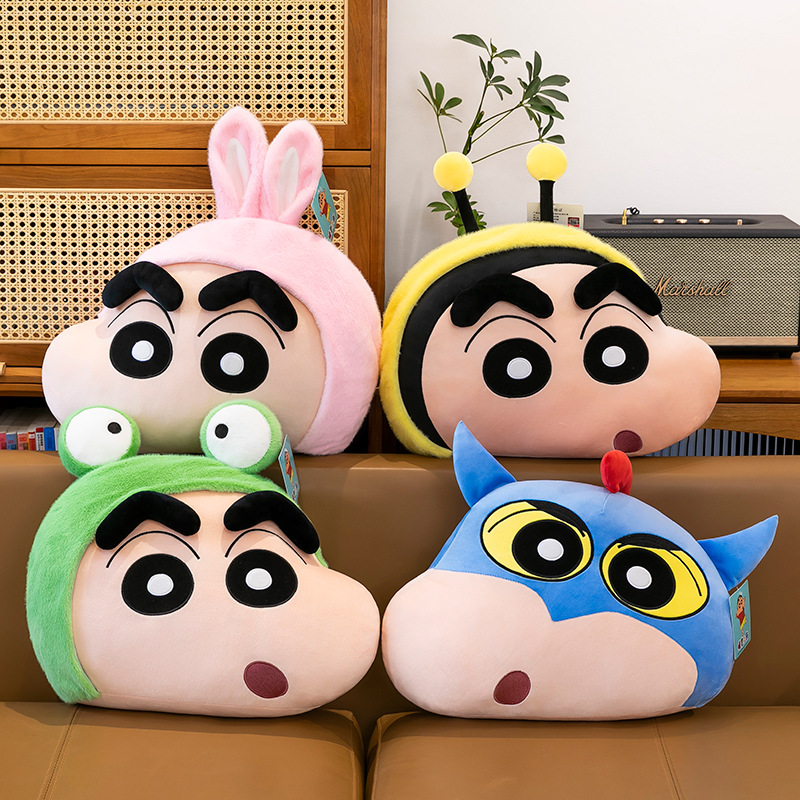 The official new cartoon Crayon Shin-chan head-shaped throw pillow, home cushion, living room sofa decoration, office lumbar support pillow full figure