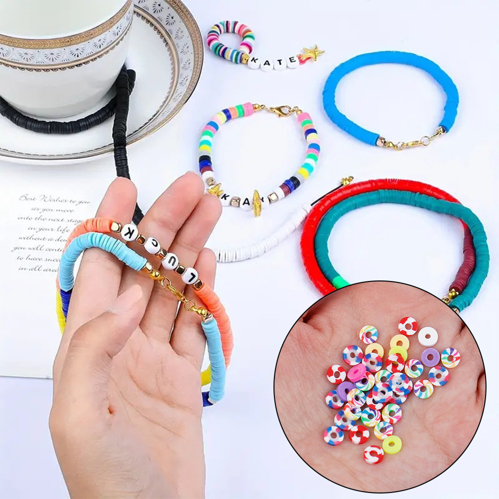 Amazon 10-grid clay bead slices mixed color soft clay pieces 6mm bracelet DIY handcrafted beaded jewelry accessory set Specification drawing