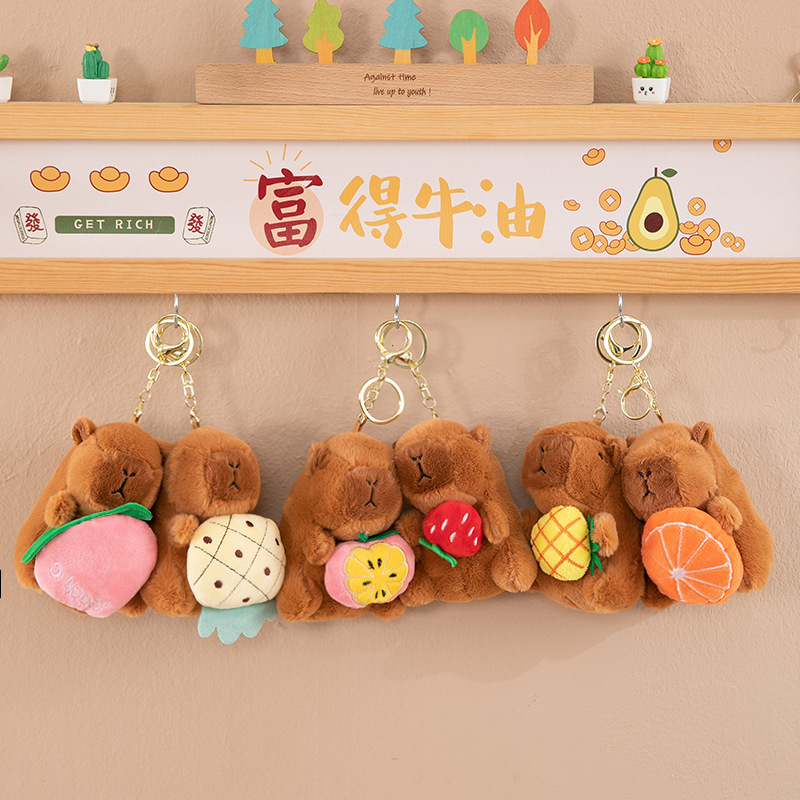 Wholesale of creative plush Kapibara bubble keychains, cute couple schoolbags, key chains and small pendants full figure
