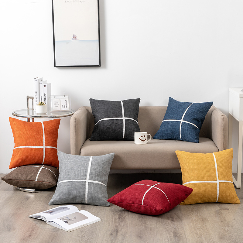 ins风拼接样板房抱枕靠垫套办公室护腰客厅沙发床头拼接含芯靠枕523详情1