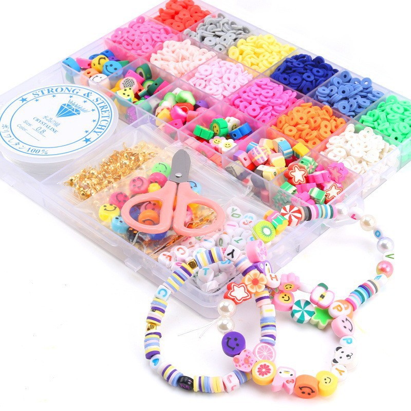 Children's beaded soft clay slice bracelet, DIY materials, cartoon toys, necklace jewelry, educational scattered beaded accessories Item Picture