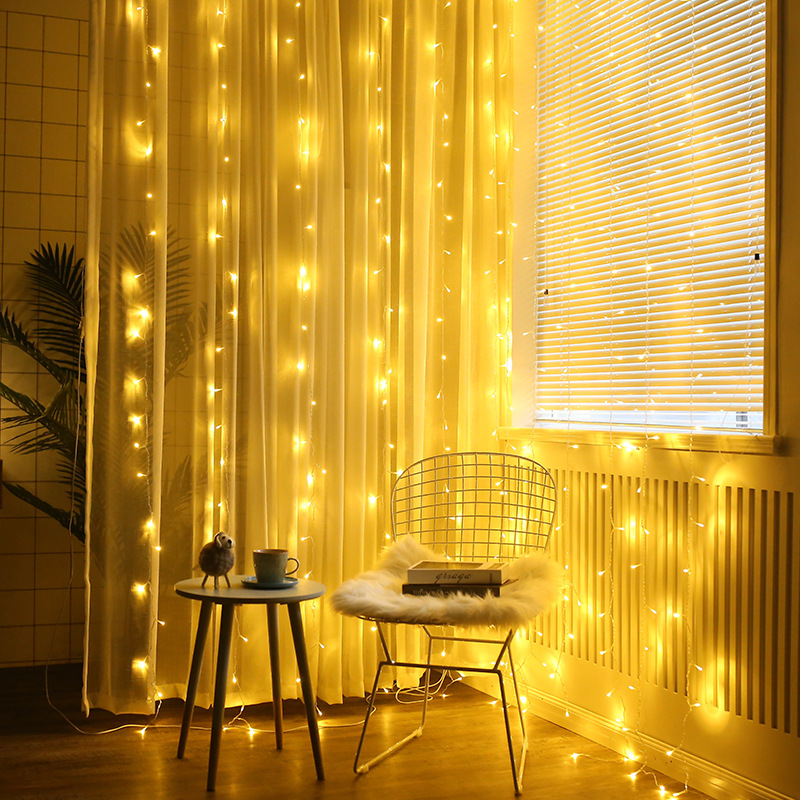 LED curtain light, decorative color light, wedding and festival color light, Christmas curtain light, flashing mode 3*3M details Picture