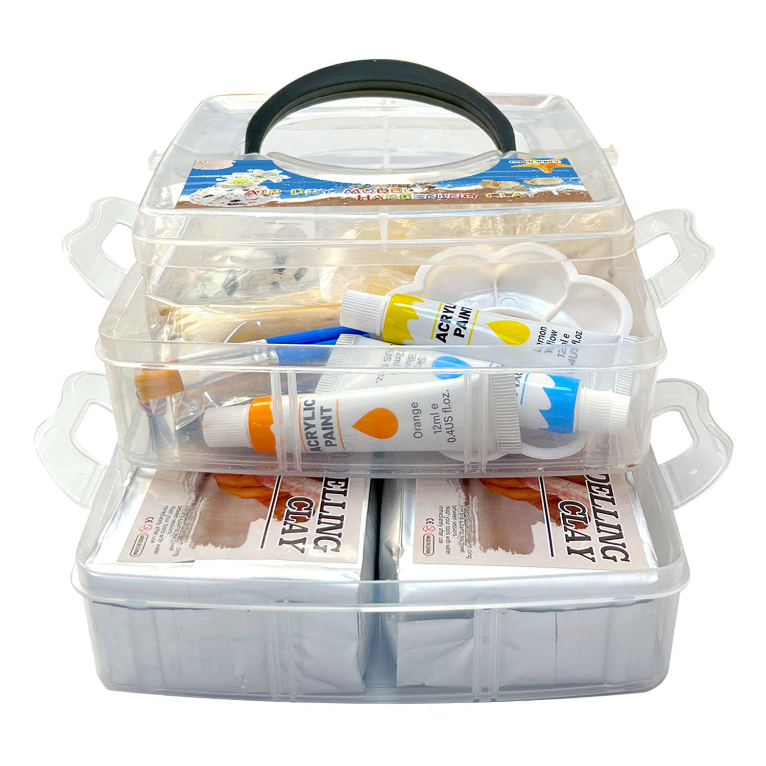 Stone plastic clay set, shell ornaments, no-bake air-dry clay shaping DIY material kit, tools, ceramic sculpture clay Item Picture