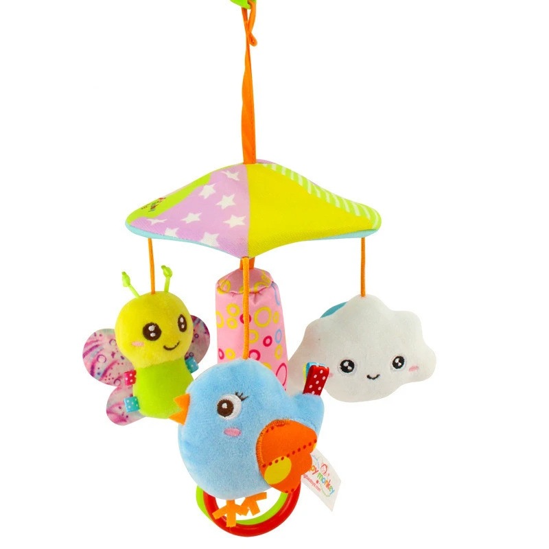 Baby bed bell, baby plush educational car seat, stroller hanging piece, rotating wind chime, ringing bell soothing toy Application Scenario