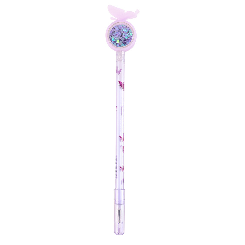 Butterfly sequined gel pen wholesale, popular Instagram style, cute and girlish black gel pen Rabbit Deer Sequined pen Item Picture