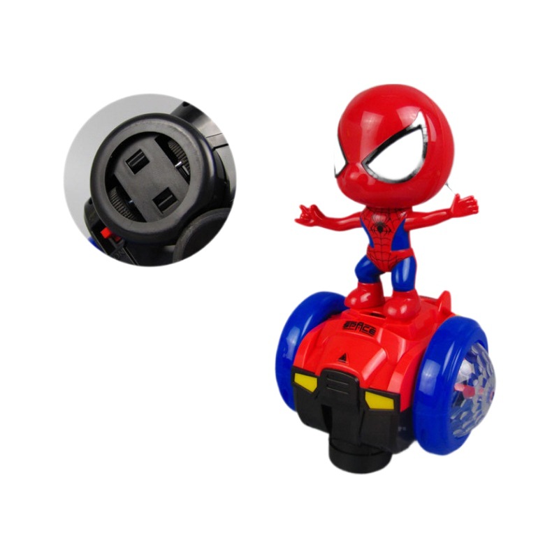 Cross-border bestseller Spider-Man balance car, 360-degree rotating stunt sound and light toy, children's electric toy Item Picture
