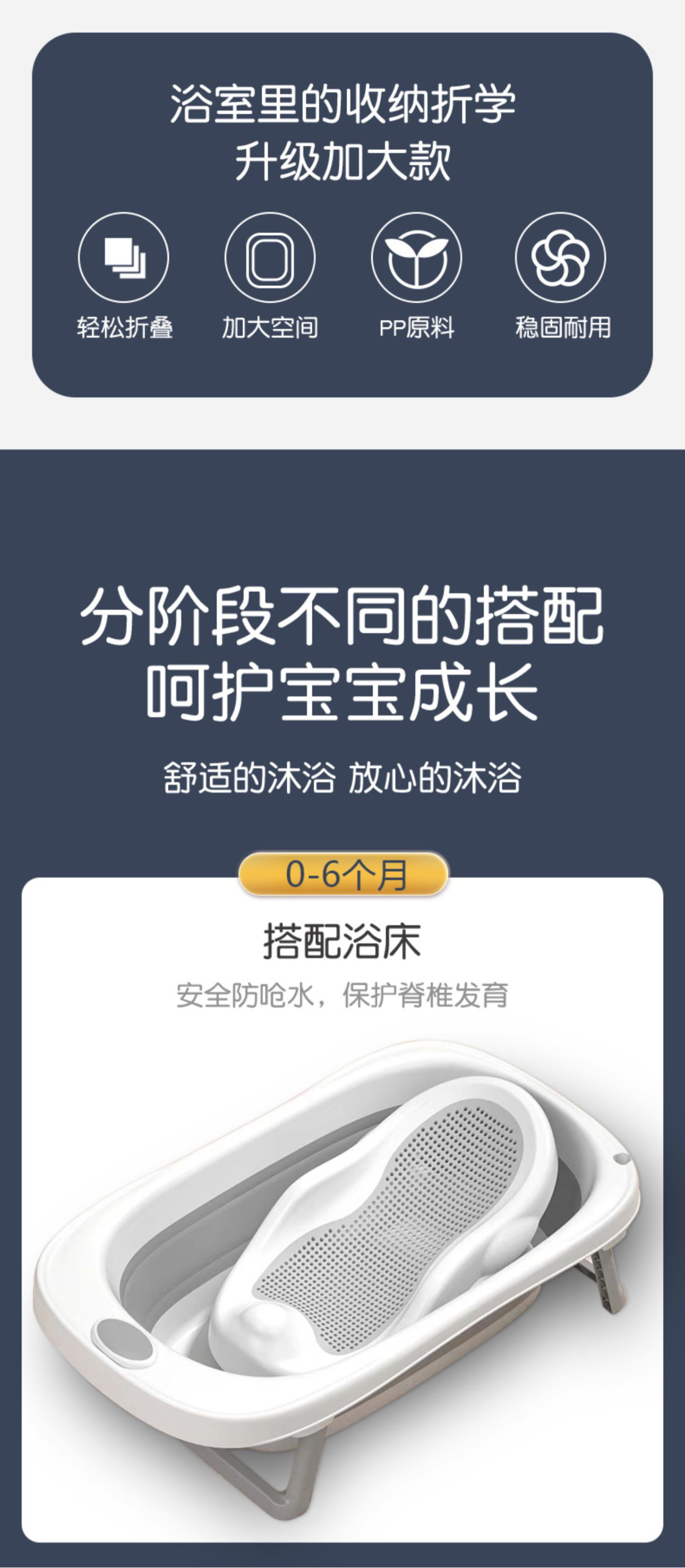 婴儿感温折叠洗澡盆家用大号幼儿童可坐躺新生小孩用品宝宝浴盆详情3
