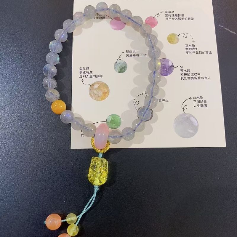 天然灰月光石手链蜜蜡貔貅新中式手链轻奢盐源珠串珠手饰品详情1