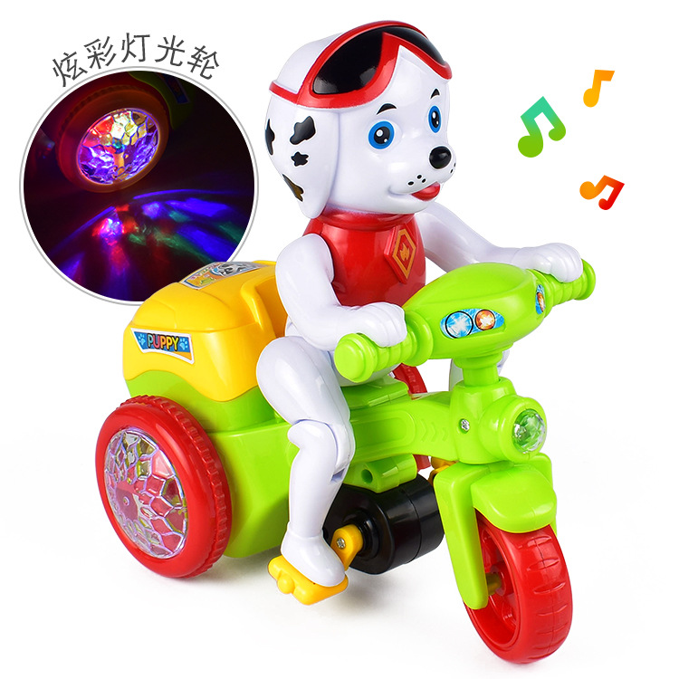Douyin's same style children's educational puppy, three-wheeled stunt electric toy car, music and light, omnidirectional rotating dump truck details Picture