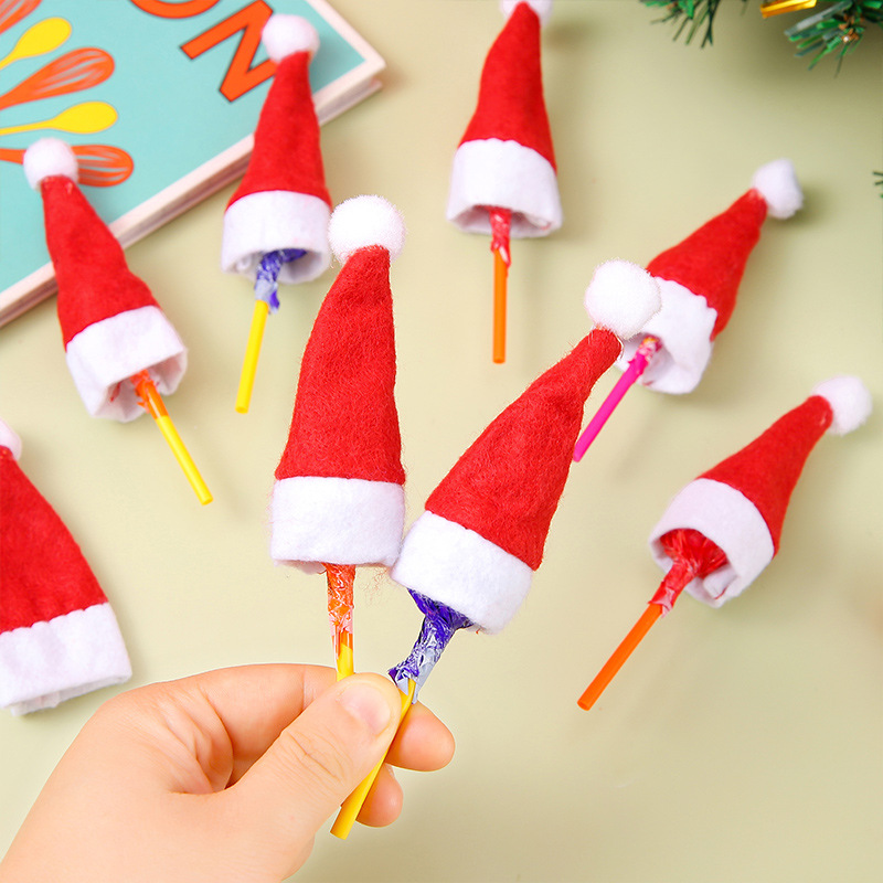 Christmas decoration items: mini Christmas hat, Christmas lollipop hat, Christmas non-woven fabric small hat, 4*7cm gift Specification drawing