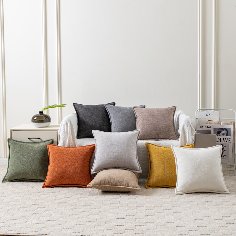 isn时尚纯色抱枕女生睡觉靠枕床头靠垫沙发客厅办公室可爱包边618