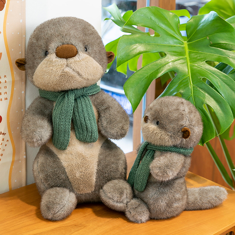 New realistic scarf, otter plush toy doll, sleeping pillow, cloth doll, children's birthday gift full figure