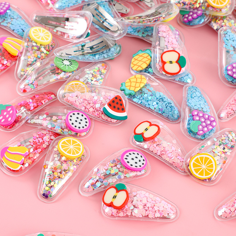 Children's flowing sand hair clips, girls' bangs, broken hair, bb clips, cute little girls' hair clips, edge clips, no damage to babies' hair clips full figure