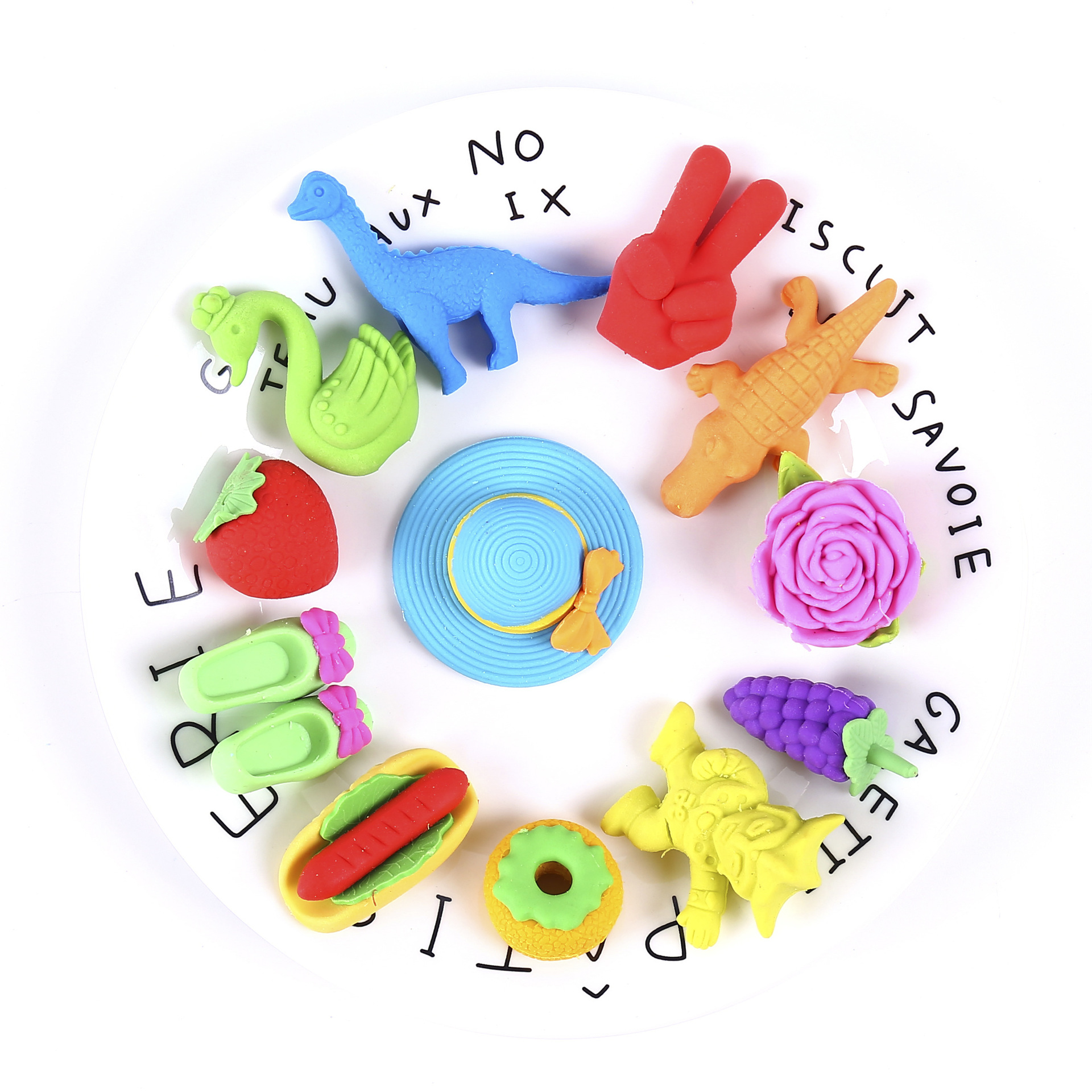 pvc bagged eraser, student cartoon dinosaur fruit eraser, children's gift, drawstring bag, creative correction eraser Item Picture
