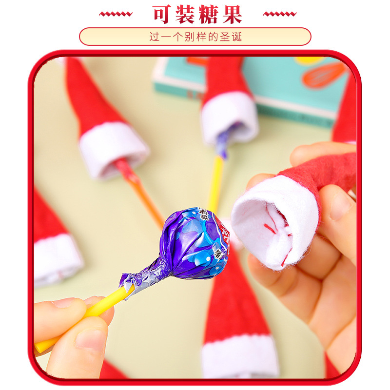 Christmas decoration items: mini Christmas hat, Christmas lollipop hat, Christmas non-woven fabric small hat, 4*7cm gift details Picture