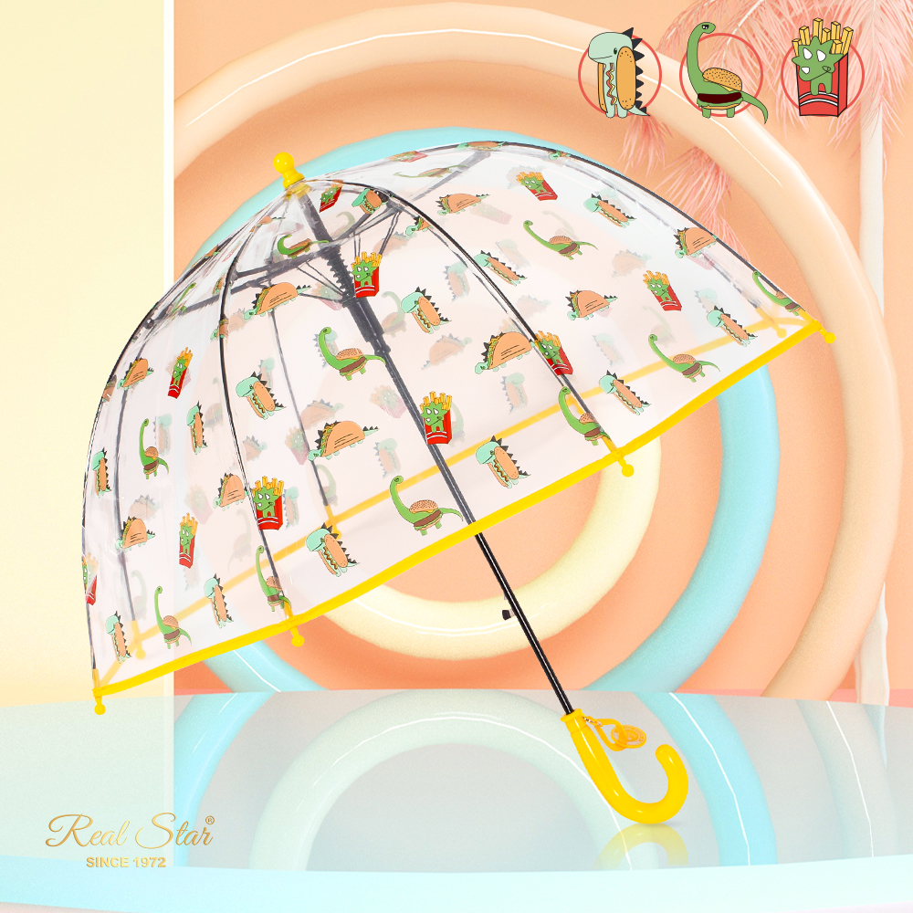 The 25-year new RST transparent plastic children's umbrella with color printed cartoon patterns, 19-inch automatic opening umbrella Specification image