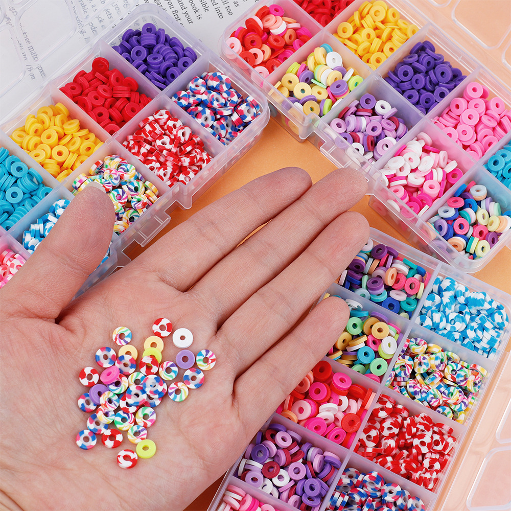 Amazon 10-grid clay bead slices mixed color soft clay pieces 6mm bracelet DIY handcrafted beaded jewelry accessory set Application Scenario