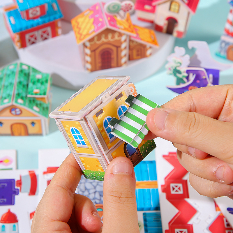 Children's cardstock 3D assembly models, small house furniture, girls' handmade cardboard three-dimensional jigsaw puzzles, architectural cardboard toys Specification drawing