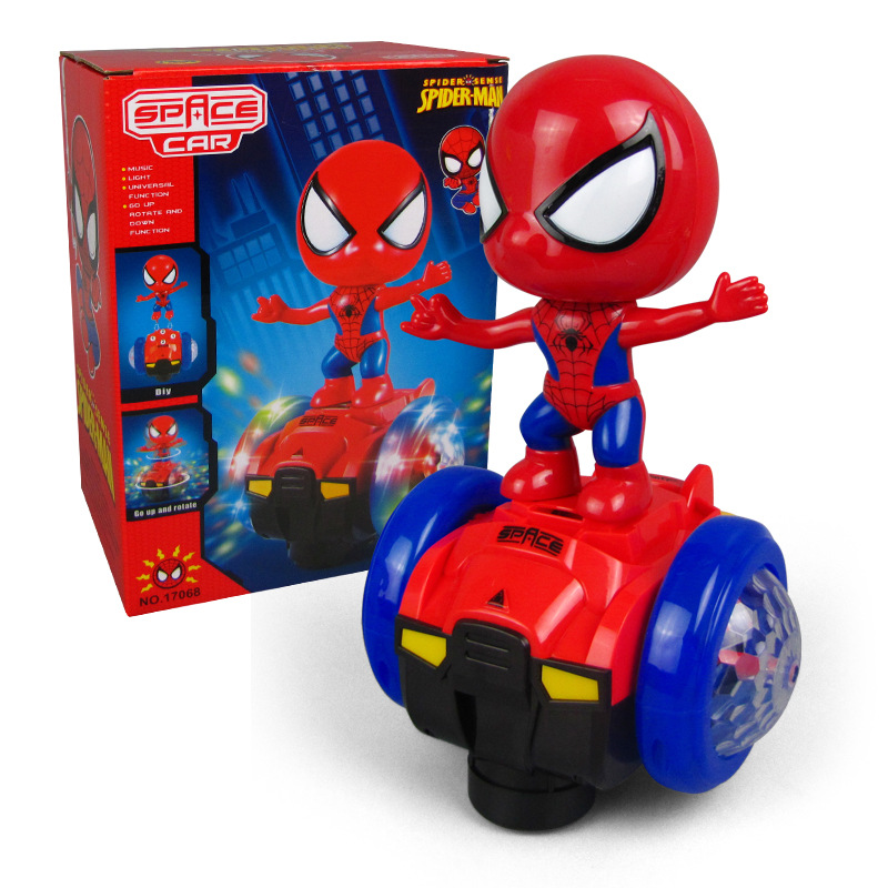 Cross-border bestseller Spider-Man balance car, 360-degree rotating stunt sound and light toy, children's electric toy details Picture