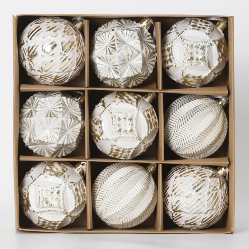 Christmas decoration gift box, vintage Christmas ball, 8CM Christmas ball, platinum Christmas ball, white Christmas ball, Christmas tree details Picture