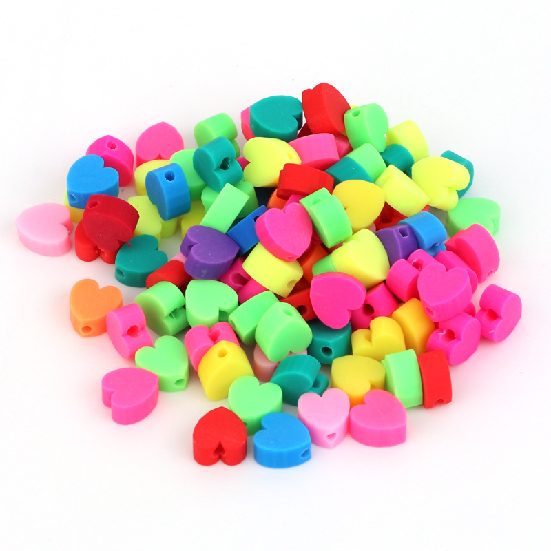 Customized 10mm soft clay perforated heart-shaped fruit slice ear stud pendant, DIY beaded handicraft accessories and ornaments details Picture