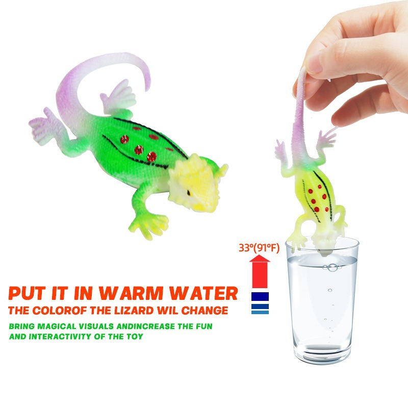 Cross-border best-selling simulation lizard water-absorbing color-changing model prank toys for children and babies animal toys are available for wholesale at a stall details Picture