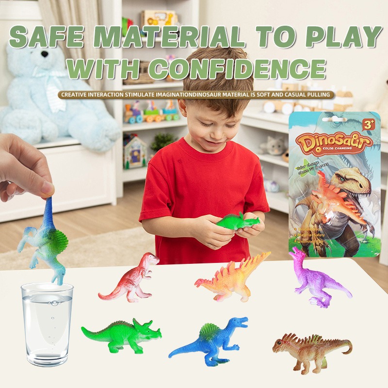 New cross-border color-changing dinosaur animal model soft rubber biological animal simulation creative children's toy that grows larger when exposed to water Application Scenario