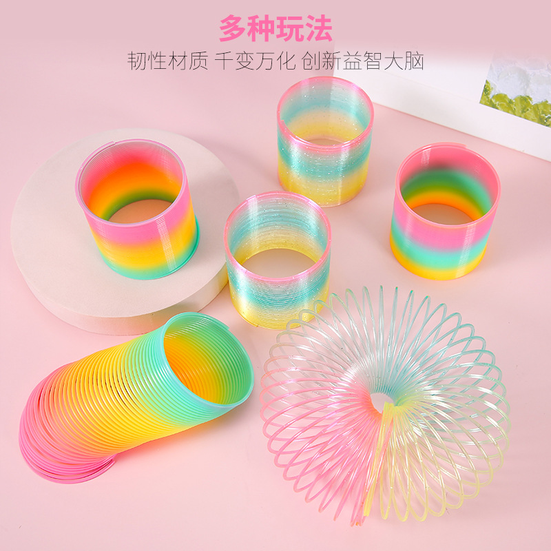 Medium-sized rainbow hoop 6.5*6 children's seven-color small spring hoop magic hula hoop Magic kindergarten gift Application Scenario