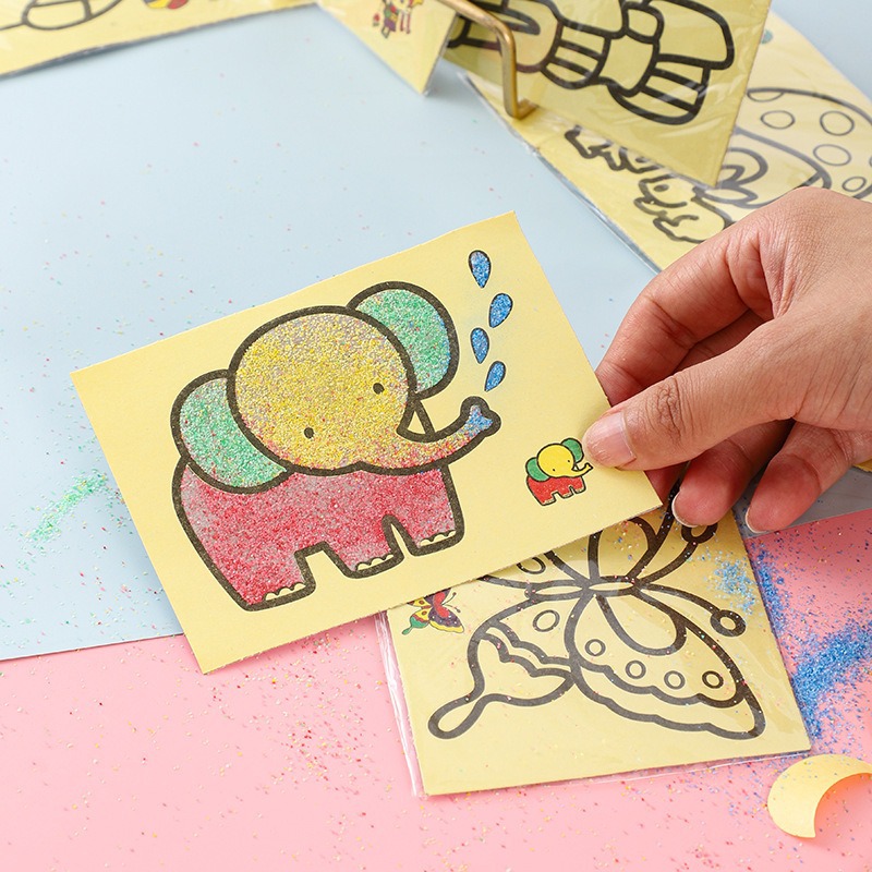 diy handcrafted sand paintings for boys and girls, creative colored sand making, educational gifts for kindergartens, children's sand painting sets full figure