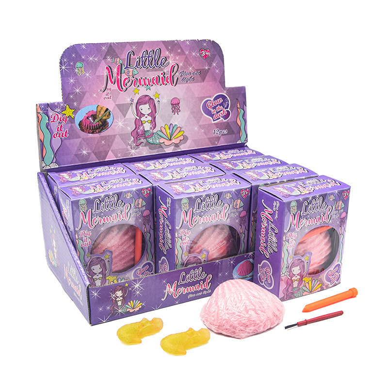 Children's archaeological excavation toys, simulation fossil mermaid models, mermaid science popularization gypsum treasure hunting toys, blind boxes full figure