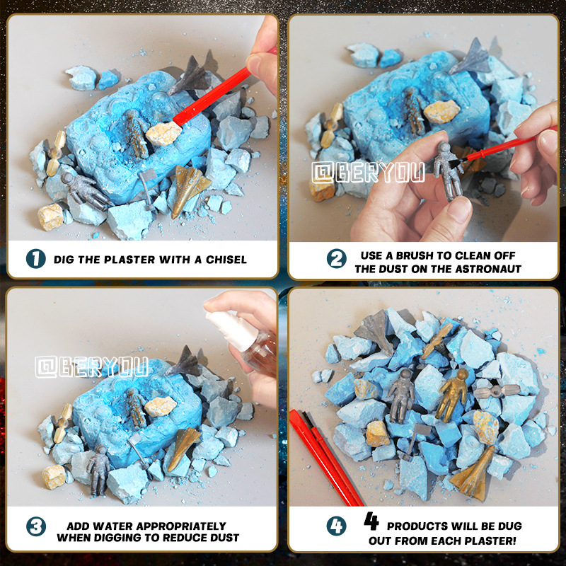Cross-border new astronaut rocket archaeological excavation toy blind box, children's handicraft, boys and girls dig the soil and dig for treasures Application Scenario