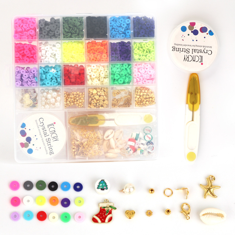 Soft clay beads, soft clay beads, colored sliced round pieces set, Bohemian style, 24 and 15 grid soft clay pieces set Specification drawing