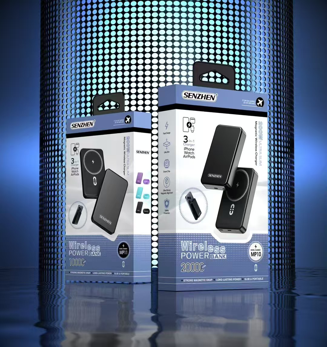 SENGZHEN超薄铝合金磁吸无线充快充1万毫安充电宝小巧便携移动电源