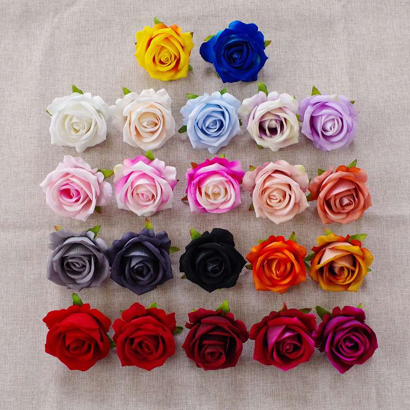 高档绒布玫瑰 仿真玫瑰花头 DIY头饰胸花服装搭配花材料批发 假花仿真花