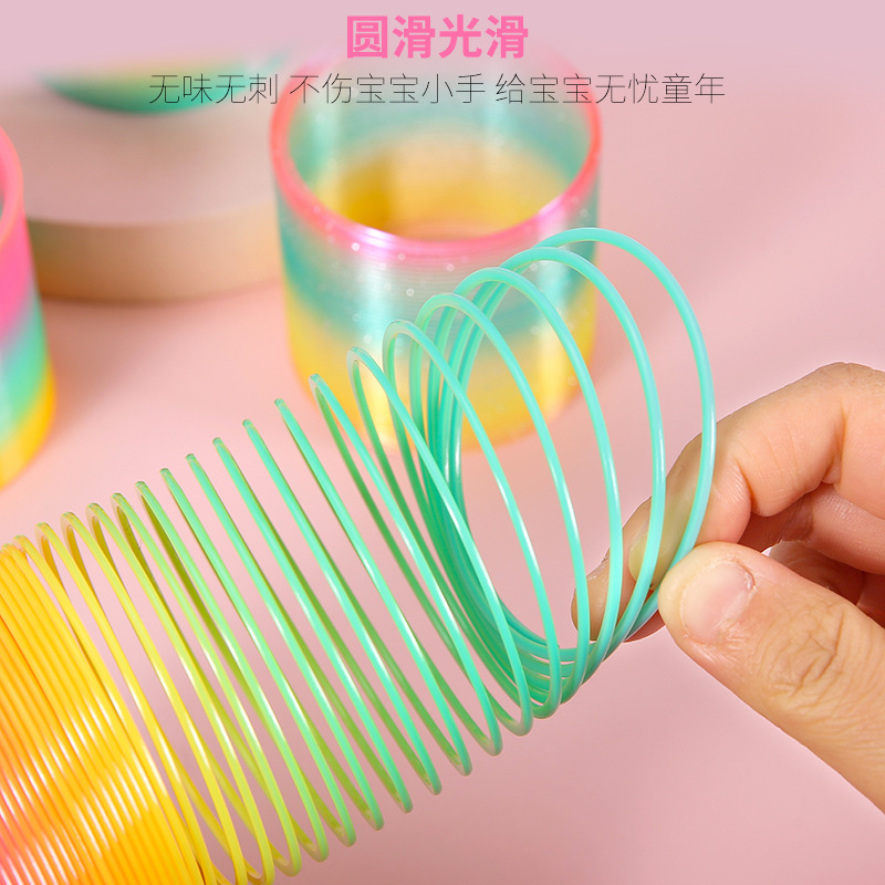 Medium-sized rainbow hoop 6.5*6 children's seven-color small spring hoop magic hula hoop Magic kindergarten gift Specification drawing
