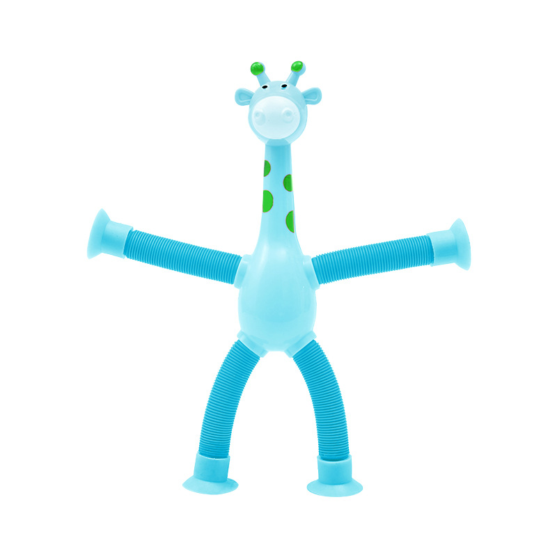 吸盘长颈鹿伸缩百变创意玩具儿童卡通创意益智玩具拉长伸缩管解压白底实物图